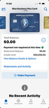 David approval screenshot, $50,000 AMEX Blue Business Plus
