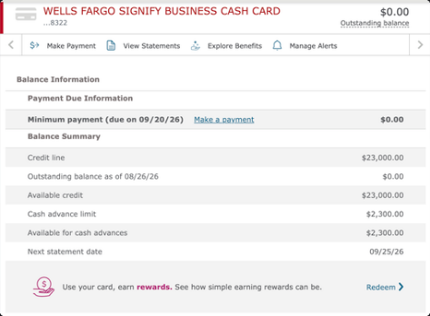 Devon approval screenshot, $23,000 Wells Fargo Business